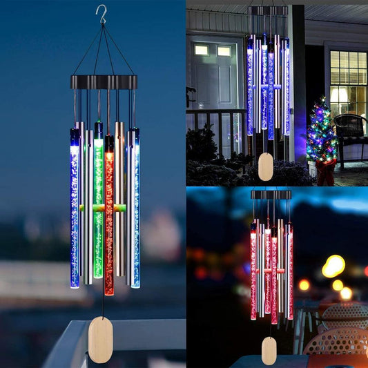 Solar Wind Chimes Changing Color LED Solar Outside Wind Chime Auto-sensing Solar Powered Memorial Wind Chimes with Light  IP55 Waterproof Hanging Solar Light For Home Garden Decor Housewarming Gift For Garden Patio Home Decor